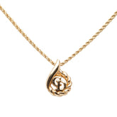 ディオール CDロゴ チェーン ティアドロップ ペンダント ネックレス ゴールド メッキ レディース Dior 【中古】