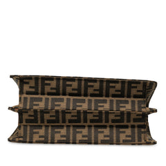 フェンディ ズッカ ハンドバッグ ブラウン ブラック キャンバス レザー レディース FENDI 【中古】
