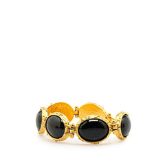 シャネル ヴィンテージ ココマーク ストーン ブレスレット ゴールド ブラック メッキ レディース CHANEL 【中古】