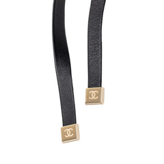 シャネル ハートロケット ターンロック モチーフ ネックレス ゴールド ブラック メッキ レザー レディース CHANEL 【中古】