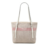 プラダ トートバッグ ベージュ マルチカラー キャンバス レザー レディース PRADA 【中古】