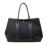 エルメス ガーデンパーティPM トートバッグ ネイビー ブラック シルバー金具 トワルオフィシエ ネゴンダ レディース HERMES 中古