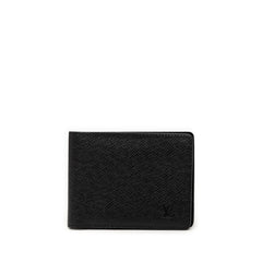 ルイ ヴィトン タイガ ポルトフォイユ ミュルティプル 二つ折り財布 M30531 ノワール ブラック レザー メンズ LOUIS VUITTON 【中古】