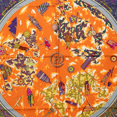 エルメス カレ90 www.hermes.com 世界地図 スカーフ 大判スカーフ マルチカラー シルク レディース HERMES 中古
