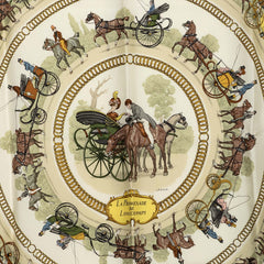 エルメス カレ90 LA PROMENADE DE LONGCHAMPS ロンシャンへの散歩道 スカーフ グリーン マルチカラー シルク レディース HERMES 中古