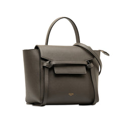 セリーヌ ナノ ベルトバッグ ハンドバッグ ショルダーバッグ 2WAY S-AI-1282 グレー レザー レディース CELINE 中古