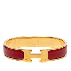 エルメス クリックH PM ブレスレット バングル ゴールド レッド メッキ レディース HERMES 【中古】