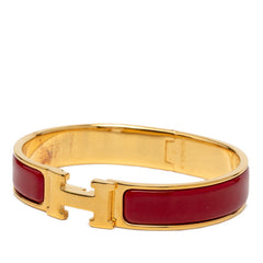 エルメス クリックH PM ブレスレット バングル ゴールド レッド メッキ レディース HERMES 【中古】