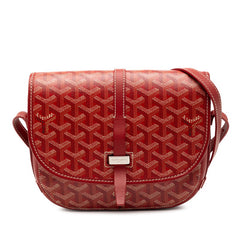ゴヤール ベルヴェデーレPM 斜め掛け ショルダーバッグ レッド PVC レザー レディース GOYARD 【中古】