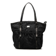 バーバリー ブルーレーベル チェック トートバッグ ハンドバッグ ブラック ナイロン レザー レディース BURBERRY 【中古】