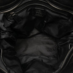 バーバリー ブルーレーベル チェック トートバッグ ハンドバッグ ブラック ナイロン レザー レディース BURBERRY 【中古】