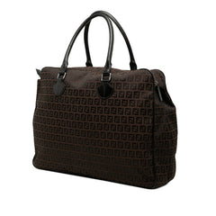 フェンディ ズッキーノ ビジネスバッグ ハンドバッグ ブラウン ブラック キャンバス レザー レディース FENDI 中古