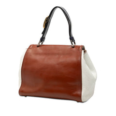 フェンディ ペカン シルヴァーナ ハンドバッグ 8BN234 ブラウン ホワイト レザー レディース FENDI 【中古】