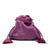 ロエベ アナグラム フラメンコ タッセル ショルダーバッグ パープル レザー レディース LOEWE 【中古】