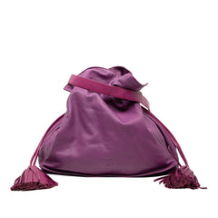 ロエベ アナグラム フラメンコ タッセル ショルダーバッグ パープル レザー レディース LOEWE 【中古】