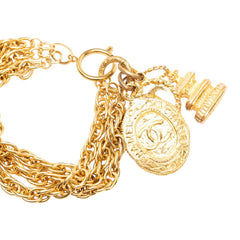 シャネル ヴィンテージ ココマーク 3連 チェーン ブレスレット ゴールド メッキ レディース CHANEL 【中古】