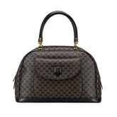 セリーヌ マカダム ハンドバッグ ブラック PVC レザー レディース CELINE 【中古】