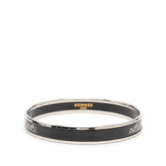 エルメス エマイユPM バングル シルバー ブラック メッキ エナメル レディース HERMES 【中古】