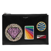 サンローラン グリッターワッペン クラッチバッグ セカンドバッグ GBL375950 ブラック マルチカラー レザー レディース SAINT LAURENT 【中古】