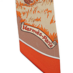 エルメス ツイリー LES ZEBRES ゼブラ スカーフ オレンジ マルチカラー シルク レディース HERMES 【中古】