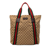 グッチ GGキャンバス シェリーライン トートバッグ 189669 ベージュ キャンバス レザー レディース GUCCI 【中古】