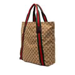 グッチ GGキャンバス シェリーライン トートバッグ 189669 ベージュ キャンバス レザー レディース GUCCI 【中古】