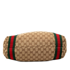 グッチ GGキャンバス シェリーライン トートバッグ 189669 ベージュ キャンバス レザー レディース GUCCI 【中古】