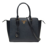 プラダ ハンドバッグ ショルダーバッグ 2WAY 1BA113 ネイビー サフィアーノレザー レディース PRADA 【中古】