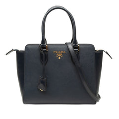 プラダ ハンドバッグ ショルダーバッグ 2WAY 1BA113 ネイビー サフィアーノレザー レディース PRADA 【中古】