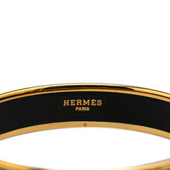 エルメス エマイユ カレーシュ バングル ゴールド ブラック メッキ レディース HERMES 【中古】