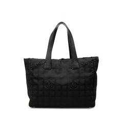 シャネル ココマーク ニュートラベルライン トートMM トートバッグ ハンドバッグ ブラック ナイロン レザー レディース CHANEL 中古