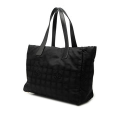 シャネル ココマーク ニュートラベルライン トートMM トートバッグ ハンドバッグ ブラック ナイロン レザー レディース CHANEL 中古