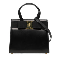 サルヴァトーレフェラガモ ヴァラリボン ハンドバッグ ショルダーバッグ 2WAY BA214178 ブラック レザー レディース Salvatore Ferragamo 【中古】