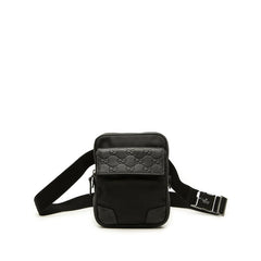 グッチ グッチシマ ウエストバッグ ウエストポーチ 161823 ブラック ナイロン レザー メンズ GUCCI 中古