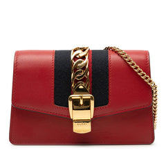 グッチ シルヴィ ミニ チェーンショルダーバッグ 494646 レッド マルチカラー レザー レディース GUCCI 【中古】