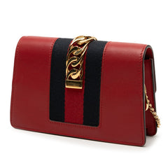 グッチ シルヴィ ミニ チェーンショルダーバッグ 494646 レッド マルチカラー レザー レディース GUCCI 【中古】
