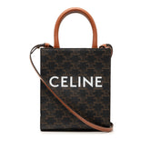 セリーヌ ヴァーティカルカバ ハンドバッグ ショルダーバッグ 2WAY ブラウン ブラック PVC レザー レディース CELINE 【中古】