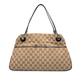 グッチ GGキャンバス トートバッグ ワンショルダーバッグ 121023 ベージュ ブラウン キャンバス レザー レディース GUCCI 【中古】