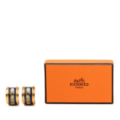 エルメス エマイユ 七宝焼き イヤリング ゴールド ブルー メッキ レディース HERMES 【中古】