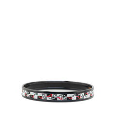 エルメス エマイユ シェーヌダンクル モチーフ ブレスレット バングル ブラック レッド グレー メタル レディース HERMES 【中古】