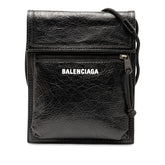 バレンシアガ ロゴ ショルダーバッグ ブラック レザー レディース BALENCIAGA 【中古】