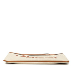 グッチ GGスプリーム ロゴプリント クラッチバッグ ポーチ 777165 ベージュ ブラウン キャンバス PVC レザー レディース GUCCI 中古
