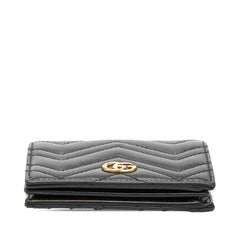グッチ GGマーモント ダブルG 二つ折り財布 コンパクトウォレット 466492 ブラック レザー レディース GUCCI 【中古】