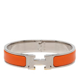 エルメス クリックH PM ブレスレット バングル シルバー オレンジ メタル エナメル レディース HERMES 【中古】