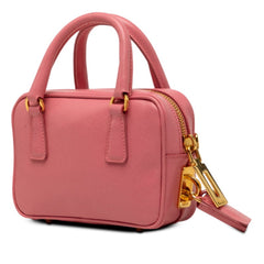 プラダ 三角ロゴプレート ミニハンドバッグ ショルダーバッグ 2WAY BL0705 ピンク サフィアーノレザー レディース PRADA 【中古】