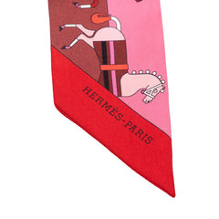 エルメス ツイリー Rocabar ロカバール スカーフ ピンク レッド シルク レディース HERMES 【中古】