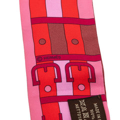 エルメス ツイリー Rocabar ロカバール スカーフ ピンク レッド シルク レディース HERMES 【中古】