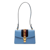 グッチ シルヴィ シェリーライン ショルダーバッグ 421882 ブルー レザー レディース GUCCI 【中古】