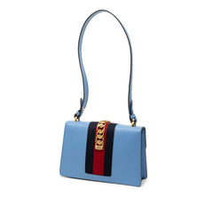 グッチ シルヴィ シェリーライン ショルダーバッグ 421882 ブルー レザー レディース GUCCI 【中古】