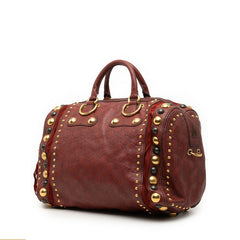 グッチ グッチシマ バブーシュカ スタッズ ボストンバッグ 207296 レッド ゴールド レザー スウェード レディース GUCCI 【中古】
